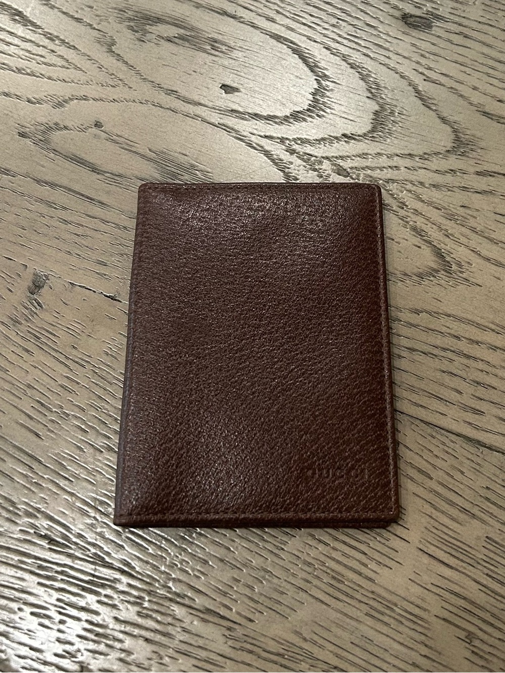 Gucci Brown Pebbled Leather Card Holder